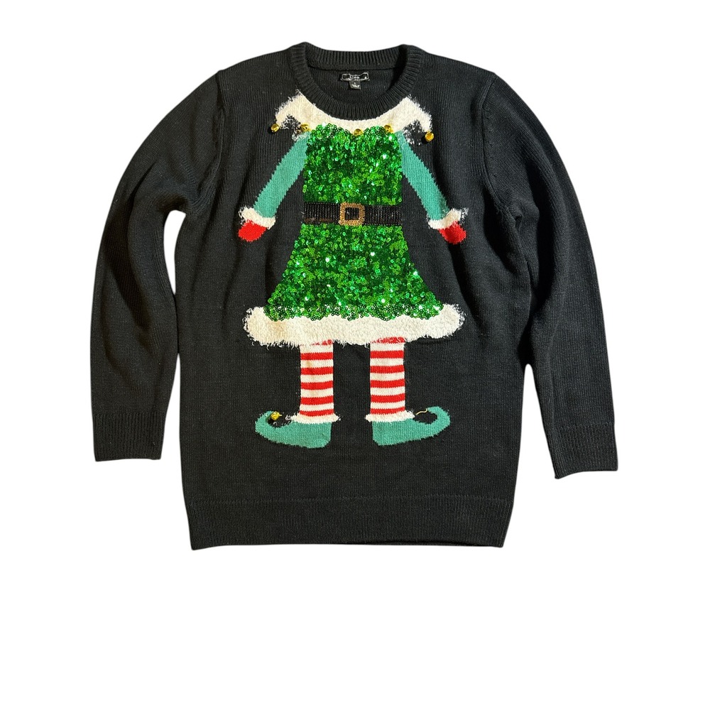 Lisa International Sequined Christmas Sweater Size Large